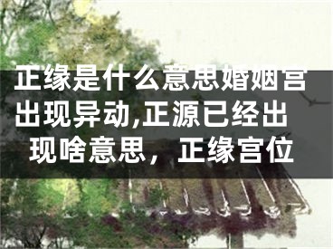 正缘是什么意思婚姻宫出现异动,正源已经出现啥意思，正缘宫位