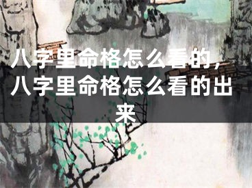 八字里命格怎么看的，八字里命格怎么看的出来