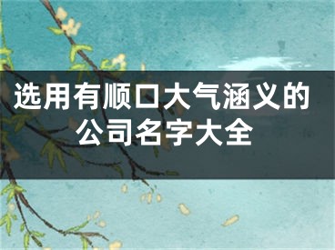 选用有顺口大气涵义的公司名字大全