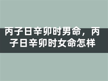 丙子日辛卯时男命，丙子日辛卯时女命怎样