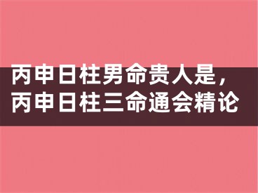 丙申日柱男命贵人是，丙申日柱三命通会精论