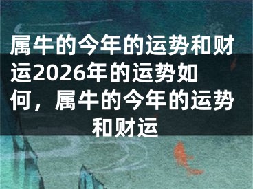 属牛的今年的运势和财运2026年的运势如何，属牛的今年的运势和财运