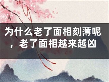 为什么老了面相刻薄呢,老了面相越来越凶