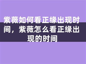 紫薇如何看正缘出现时间，紫薇怎么看正缘出现的时间