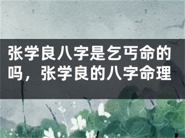 张学良八字是乞丐命的吗，张学良的八字命理