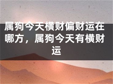 属狗今天横财偏财运在哪方，属狗今天有横财运