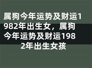 属狗今年运势及财运1982年出生女，属狗今年运势及财运1982年出生女孩