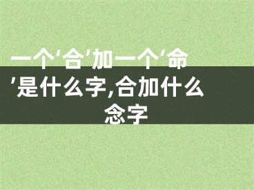 一个‘合’加一个‘命’是什么字,合加什么念字