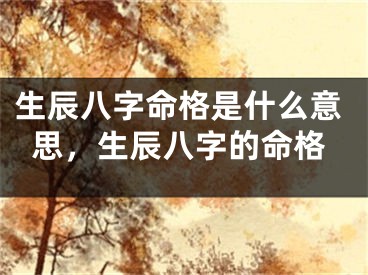 生辰八字命格是什么意思，生辰八字的命格