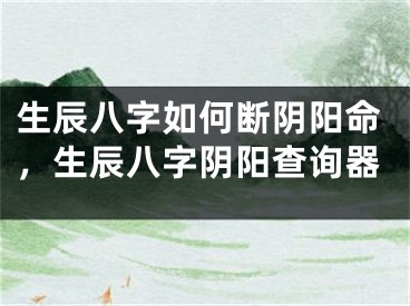 生辰八字如何断阴阳命，生辰八字阴阳查询器