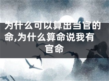 为什么可以算出当官的命,为什么算命说我有官命