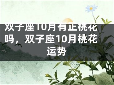 双子座10月有正桃花吗,双子座10月桃花运势