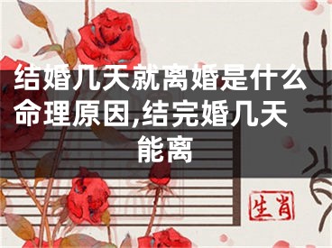 结婚几天就离婚是什么命理原因,结完婚几天能离