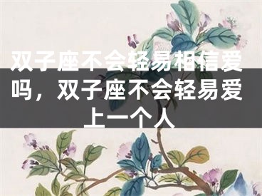 双子座不会轻易相信爱吗,双子座不会轻易爱上一个人