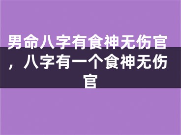 男命八字有食神无伤官,八字有一个食神无伤官