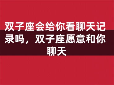 双子座会给你看聊天记录吗，双子座愿意和你聊天