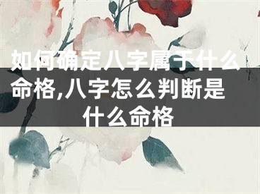 如何确定八字属于什么命格,八字怎么判断是什么命格