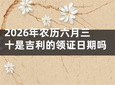 2026年农历六月三十是吉利的领证日期吗