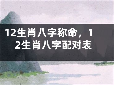 12生肖八字称命，12生肖八字配对表