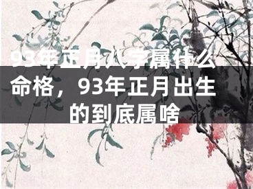 93年正月八字属什么命格，93年正月出生的到底属啥