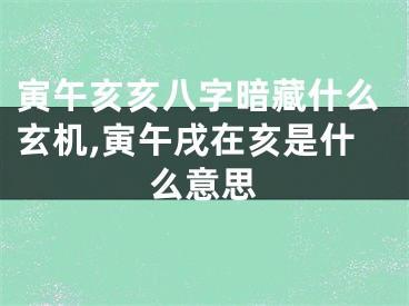 寅午亥亥八字暗藏什么玄机,寅午戌在亥是什么意思