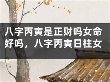 八字丙寅是正财吗女命好吗，八字丙寅日柱女