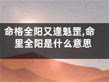 命格全阳又逢魁罡,命里全阳是什么意思