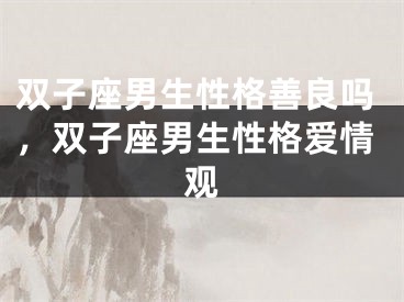 双子座男生性格善良吗，双子座男生性格爱情观