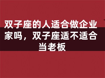双子座的人适合做企业家吗,双子座适不适合当老板