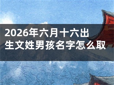 2026年六月十六出生文姓男孩名字怎么取