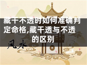 藏干不透时如何准确判定命格,藏干透与不透的区别