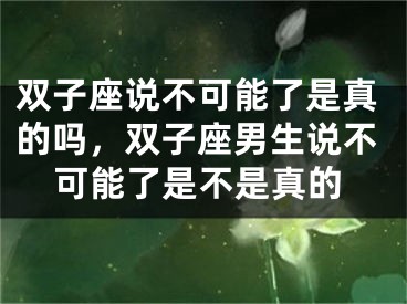 双子座说不可能了是真的吗，双子座男生说不可能了是不是真的