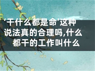 ‘干什么都是命’这种说法真的合理吗,什么都干的工作叫什么