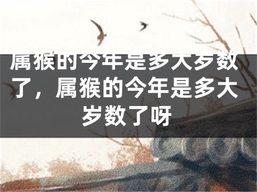 属猴的今年是多大岁数了，属猴的今年是多大岁数了呀