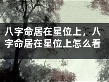 八字命居在星位上，八字命居在星位上怎么看