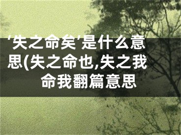 ‘失之命矣’是什么意思(失之命也,失之我命我翻篇意思