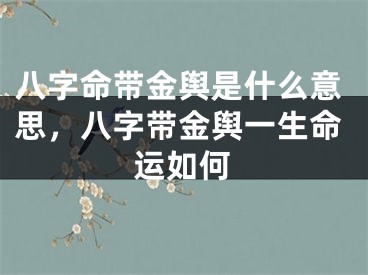 八字命带金舆是什么意思,八字带金舆一生命运如何