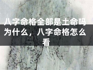 八字命格全部是土命吗为什么，八字命格怎么看