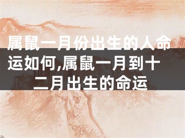 属鼠一月份出生的人命运如何,属鼠一月到十二月出生的命运