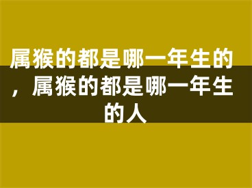 属猴的都是哪一年生的，属猴的都是哪一年生的人
