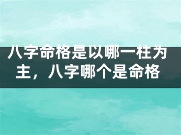 八字命格是以哪一柱为主，八字哪个是命格