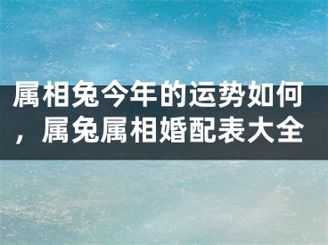 属相兔今年的运势如何，属兔属相婚配表大全