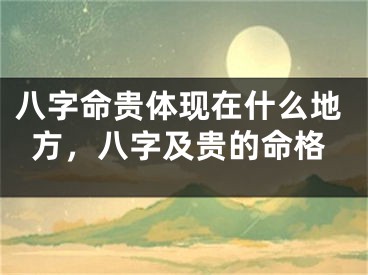 八字命贵体现在什么地方，八字及贵的命格