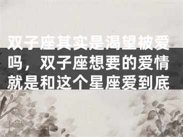 双子座其实是渴望被爱吗，双子座想要的爱情就是和这个星座爱到底