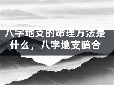 八字地支的命理方法是什么,八字地支暗合