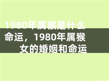1980年属猴是什么命运，1980年属猴女的婚姻和命运
