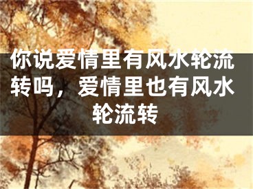 你说爱情里有风水轮流转吗，爱情里也有风水轮流转