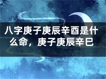八字庚子庚辰辛酉是什么命,庚子庚辰辛巳