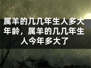 属羊的几几年生人多大年龄，属羊的几几年生人今年多大了