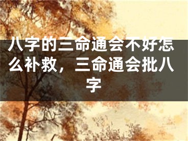 八字的三命通会不好怎么补救，三命通会批八字